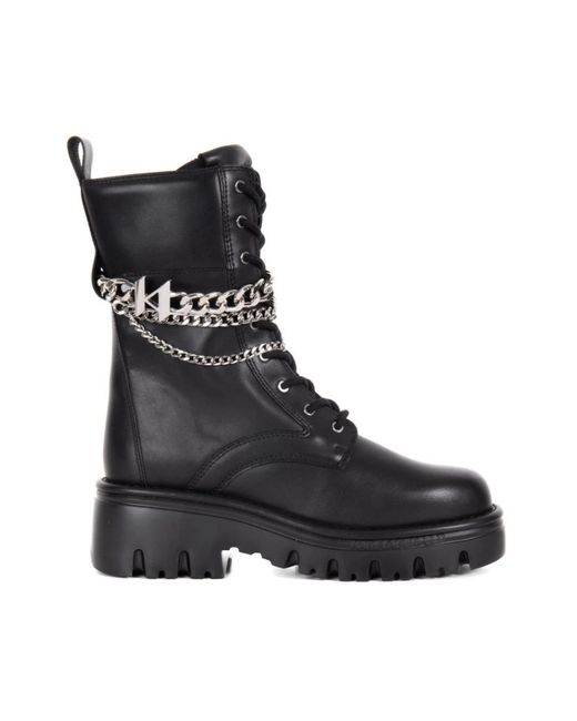 Karl Lagerfeld Black Lace-Up Boots