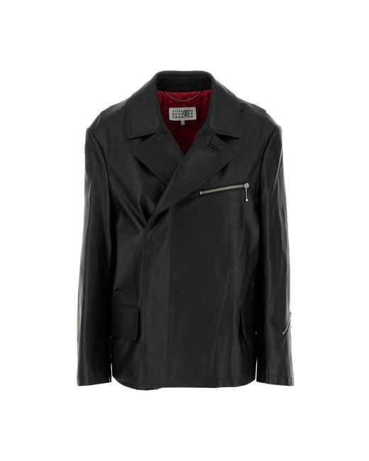 MM6 by Maison Margiela Black Leather Jackets