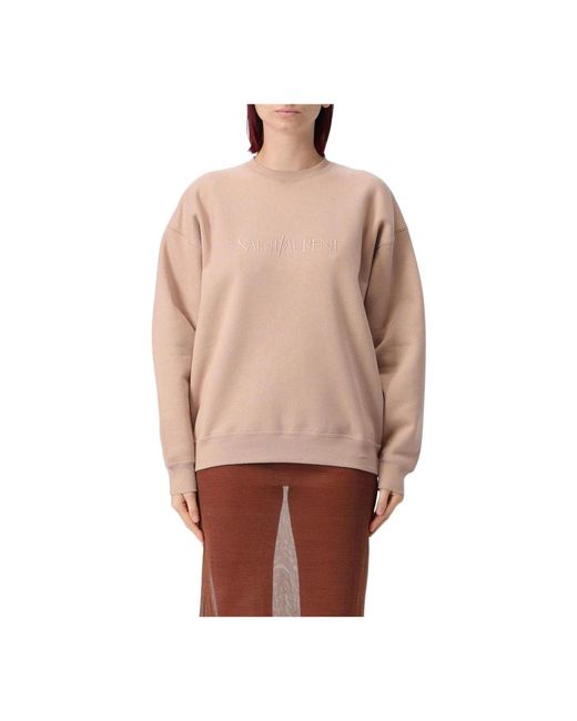 Saint Laurent Roze Sweatshirt Met Geborduurd Logo in het Brown