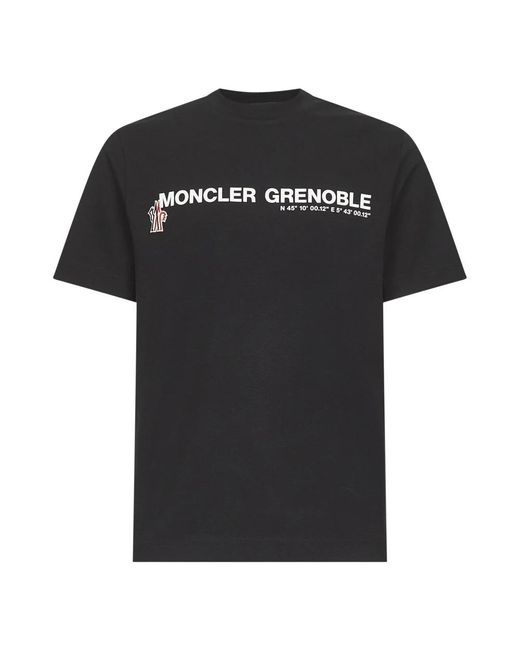 Moncler Tops ,Zwart ,Katoen Logo Katoenen T-Shirt in het Black voor heren