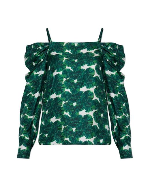 Max Mara Overhemden ,Groen ,Leer Zijden Top Ustica in het Green