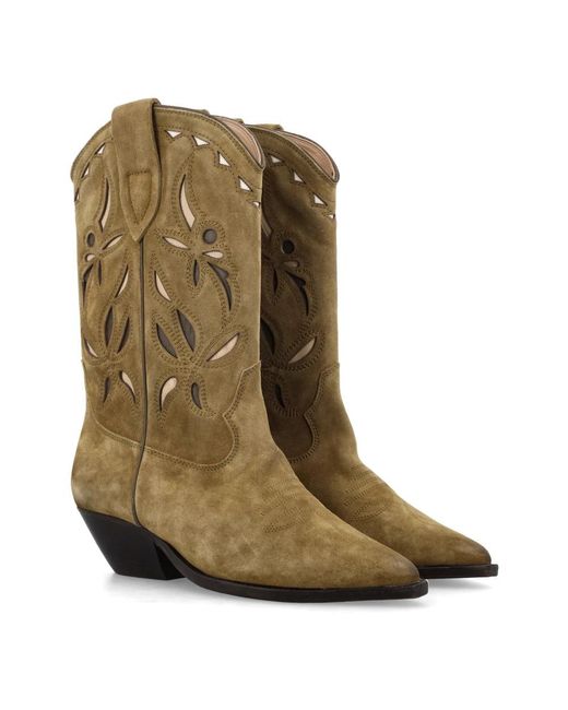 Isabel Marant Green Duerto Suede Cowboy Boots