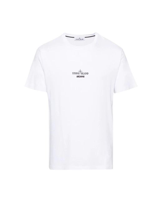 Stone Island Kurzarm-print-t-shirt in White für Herren
