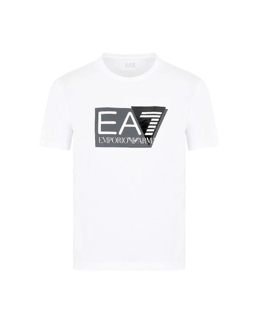EA7 Minimalistisches kurzarm-t-shirt in White für Herren