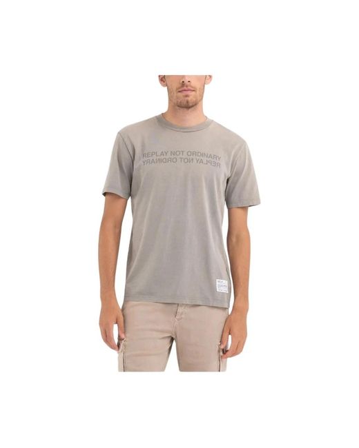 T-shirt girocollo di Replay in Gray da Uomo