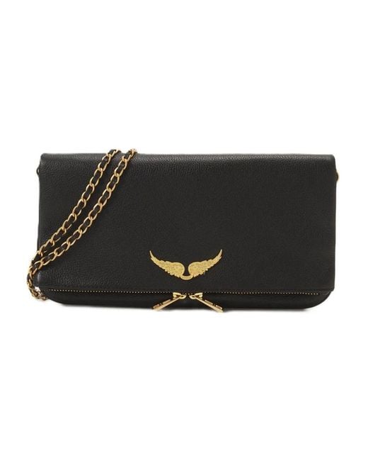 Zadig & Voltaire Black Rock Clutch Aus Genarbtem Leder