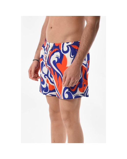 DSquared² Badmode ,Veelkleurig ,Polyester Boxershorts Met All-Over Print in het Blue voor heren