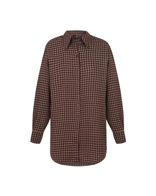 Cortana Overhemden ,Rood ,Wol Bordeaux Geruite Oversized Shirt in het Brown
