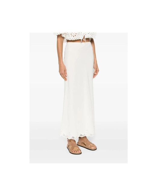 Rixo White Skirt Crystal Cream Lace Trim