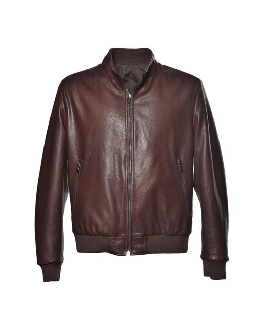 Baldinini Jassen ,Rood ,Leer Nappa Jacket in het Brown voor heren