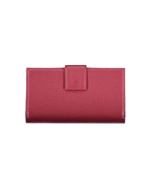 Coccinelle Red Elegante rosa lederbrieftasche mit zwei fächern