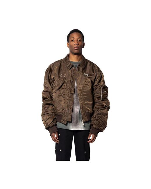 THUG CLUB Brown Bomber Jackets for men