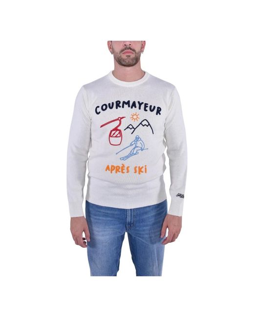 Mc2 Saint Barth White Round-Neck Knitwear for men