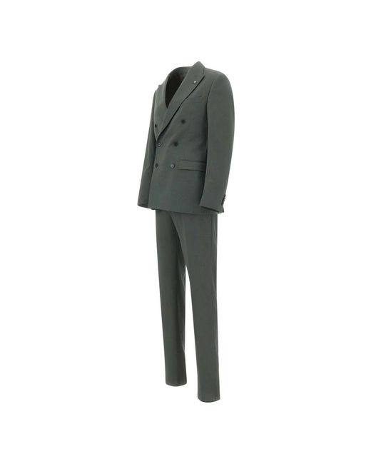 Manuel Ritz Gray Double Breasted Suits for men