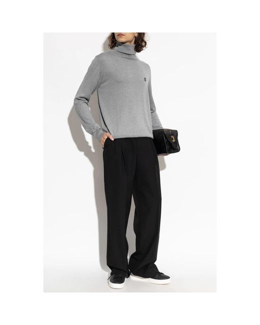 Balmain Rollkragenpullover Mit Logo in Gray für Herren