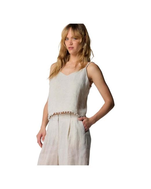 Kocca White Sleeveless Tops
