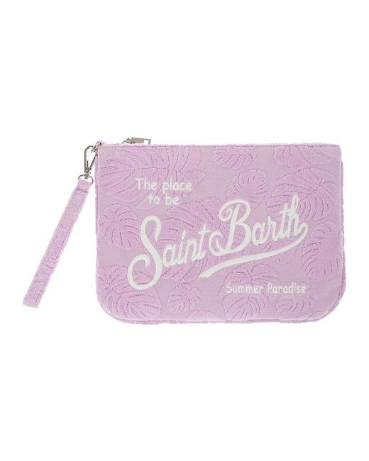 Mc2 Saint Barth Purple Rosa clutch tasche mit weißem logo