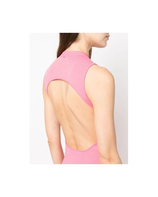Sportmax Kleedjes ,Roze ,Roze Halternek Cut-Out Lange Jurk in het Pink