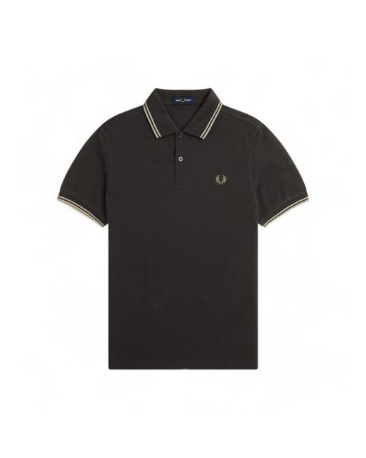 Fred Perry Tops ,Groen ,Katoen Polo Shirt Met Dubbele Tipping in het Black voor heren