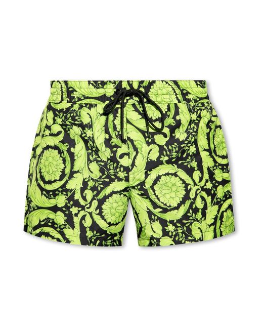 Versace Badmode ,Groen ,Polyester Barocco Print Swim Shorts in het Green voor heren
