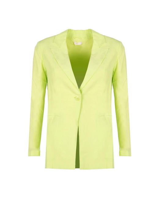 Liu Jo Jassen ,Groen ,Leer Getailleerde Single-Breasted Blazer in het Yellow