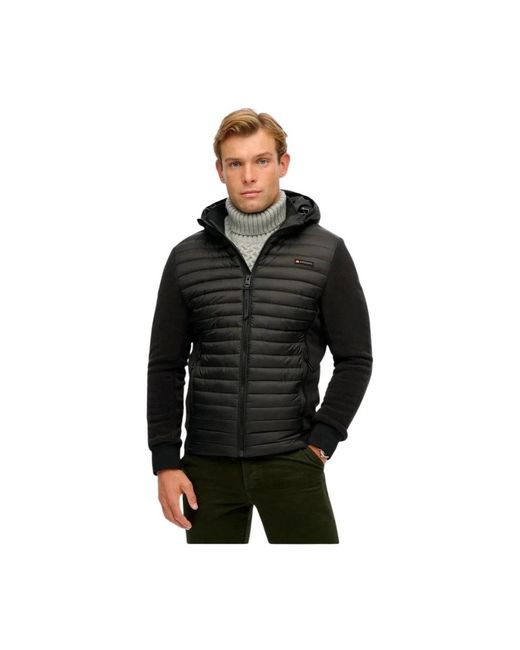 Superdry Jassen ,Zwart ,Storm Fleece Hybrid Jacket in het Black voor heren