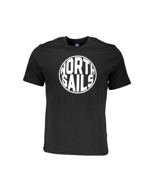 North Sails Tops ,Zwart ,Katoen Zwart Katoen Logo Print T-Shirt in het Black voor heren