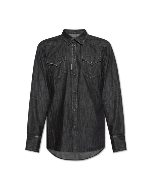 DSquared² Overhemden ,Zwart ,Denim Denim Overhemd in het Black voor heren
