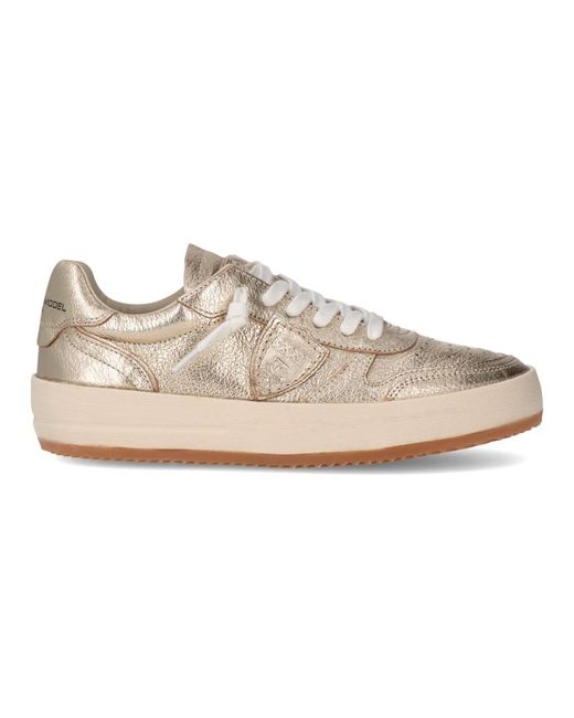 Philippe Model Schoenen ,Geel ,Leer Sneakers Nice Tennis in het White