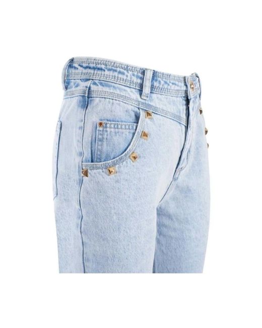 Yes Zee Blue High waist stud detail light wash jeans