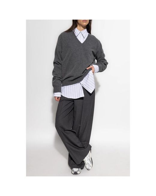 Rag & Bone Broeken ,Grijs ,Wol Nauwsluitende Pantalon Met Krijtstreep in het Gray