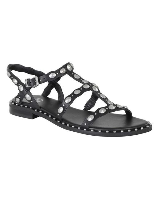 Ash Black Flat Sandals