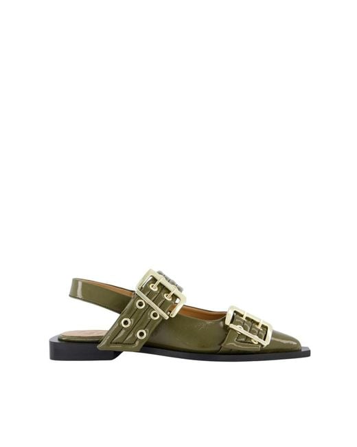 Ganni Green Ballerina Shoes