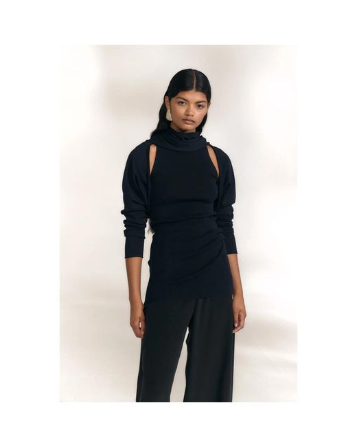 Cortana Black Sleeveless Tops