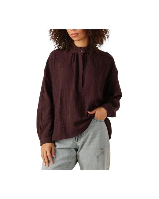 Antik Batik Overhemden ,Rood ,Katoen Bordeaux Katoenen Mathilde Blouse in het Brown