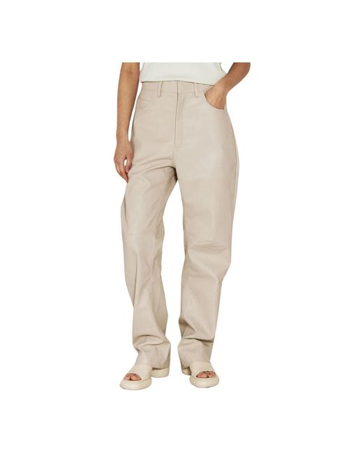 Entire studios Broeken ,Faux Leather Wet Pants in het Natural