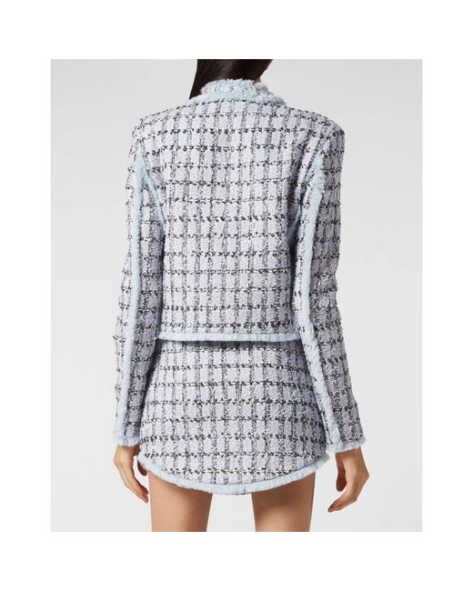 Philipp Plein Jassen ,Blauw ,Tweed Tweed Blazer in het Blue