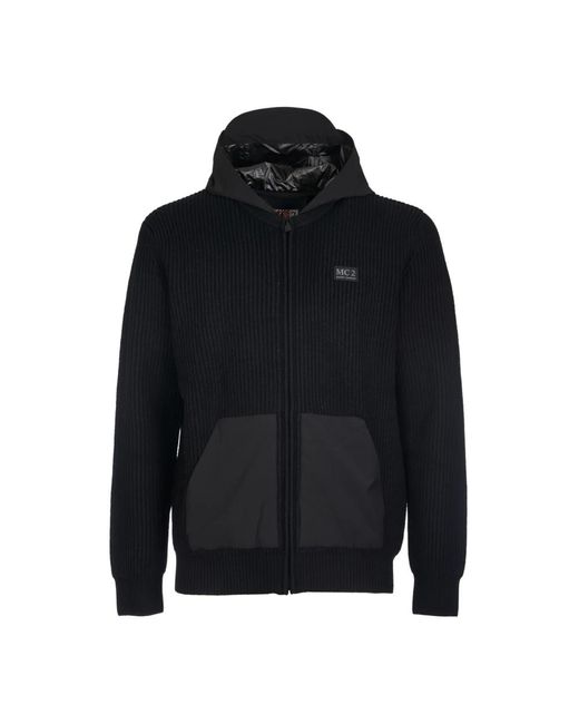 Mc2 Saint Barth Schwarze strickjacke mit reißverschluss in Black für Herren