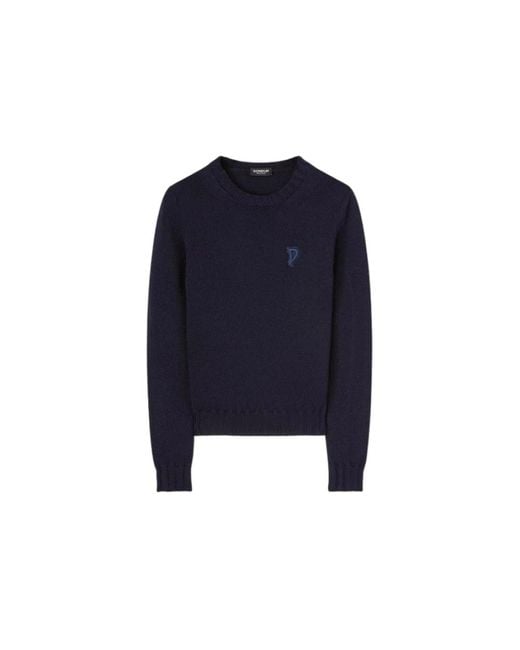 Dondup Blue Woll-Rundhalspullover Mit 'D'-Patch