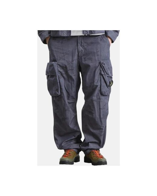 Stone Island Blue Straight Trousers for men