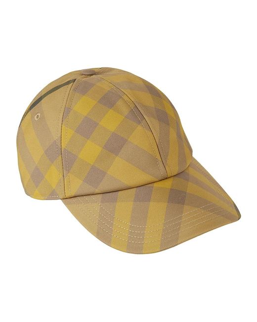Burberry Gewaschene check baseball cap in Yellow für Herren