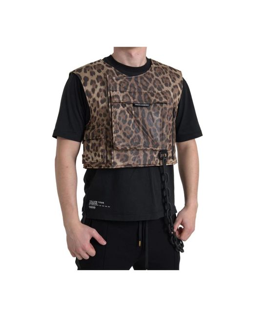 Dolce & Gabbana Leopard seiden sportweste in Black für Herren