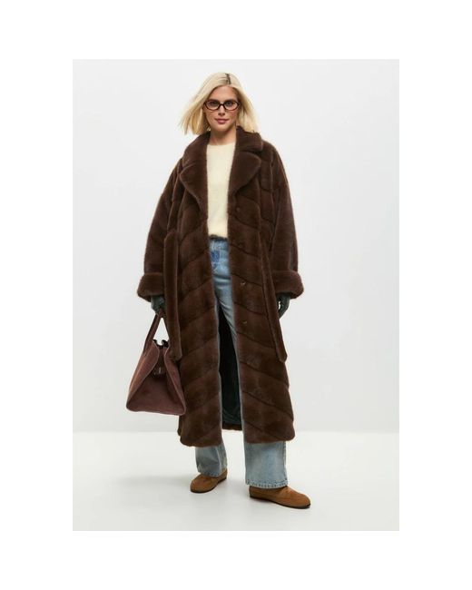 CESARE GASPARI Brown Oversized faux fur coat - braun