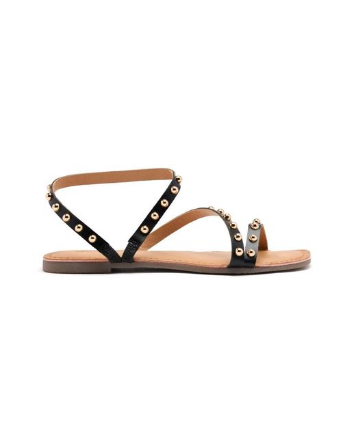 Gioseppo Schoenen ,Zwart ,Leer Sandalen Van Leer Met Studs in het Brown