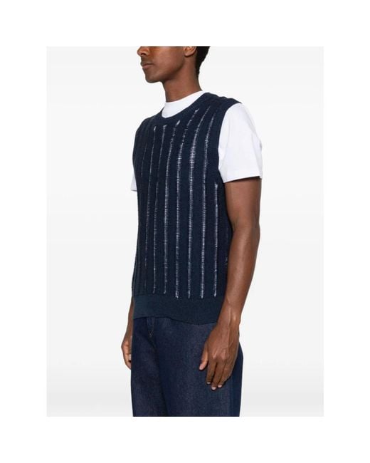 Amaranto Blue Sleeveless Jumpers for men