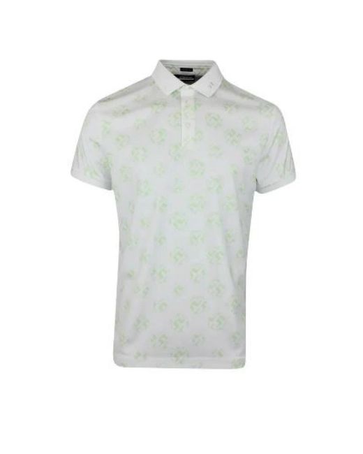 J.Lindeberg Tech print polo shirt weiß/grün in Blue für Herren