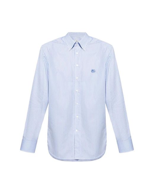 Etro Overhemden ,Blauw ,Katoen Gestreepte Button-Down Overhemd in het Blue voor heren