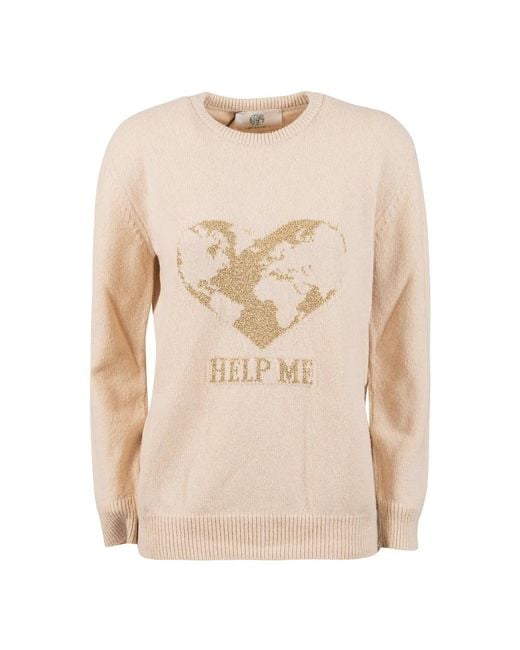 Alberta Ferretti Natural Round-neck knitwear