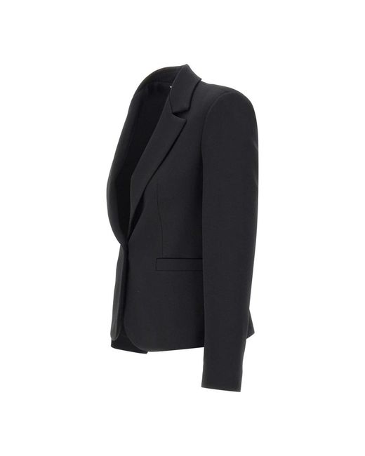 Kaos Jassen ,Zwart ,Leer Crepe Blazer in het Black