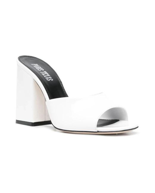 Paris Texas White Heeled Mules